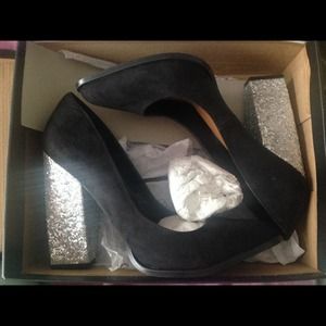 Black Glitter Heels
