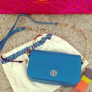 Authentic Tory Burch electric blue cross body bag