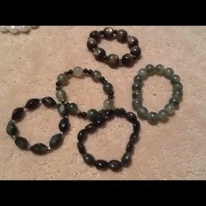 Green bead stretch bracelets