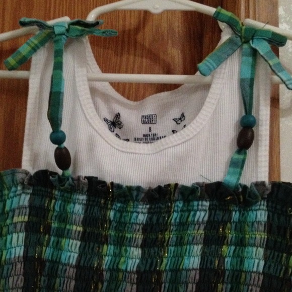 Green plaid mock top dress