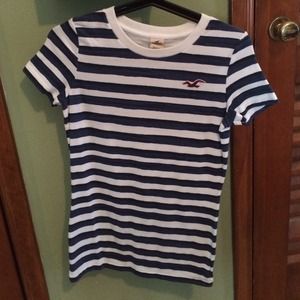 SOLD!! Navy & White Striped Hollister Top