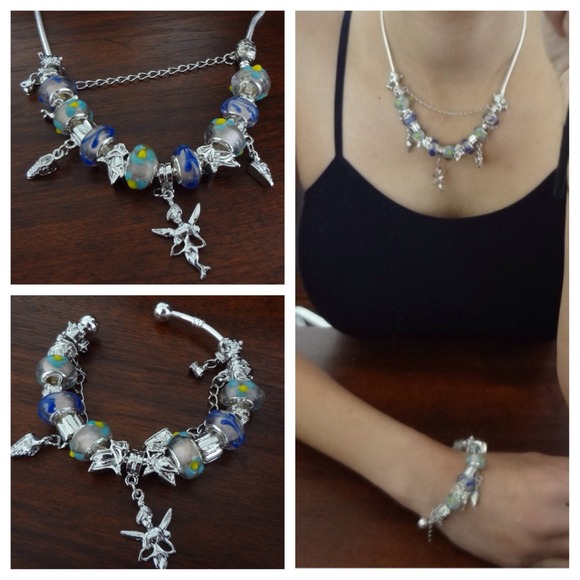 Sterling silver core charm bracelet & necklace