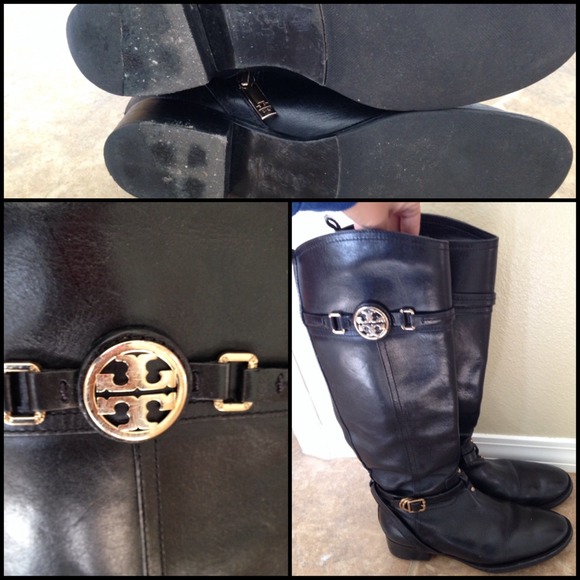 $350 Tory Burch Calista black leather riding boots