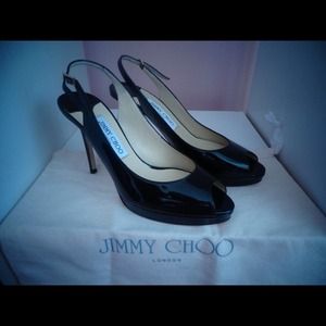 SOLD- Jimmy Choo Nova Slingback - Black Patent - s