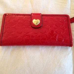 Reduced! Red patent Coach wallet