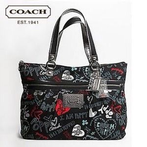 ✨SALE $100✨Large Coach Poppy Graffiti Handbag