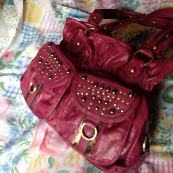 🌷KATHY VAN ZEELAND🌷 METALIC DEEP ROSE HANDBAG💐