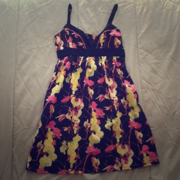 SALE NEW PinkYellowBlack Floral Sun Dress