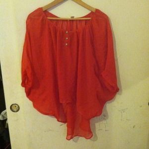 Coral/red sheer top