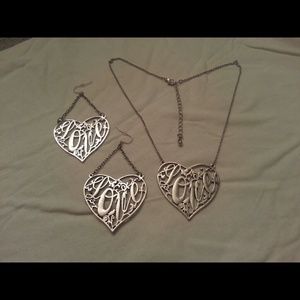 Love heart earrings and necklace set