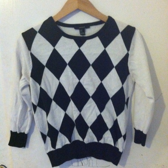 Black and white diamond sweater.