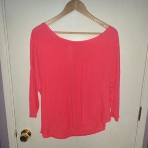 Pink american eagle off shoulder slit top