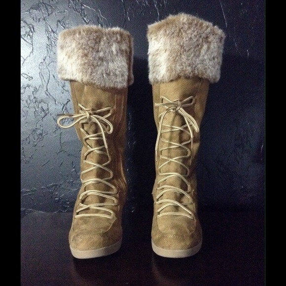 Rampage Shoes - Suede Faux Fur Boots.  No Trades