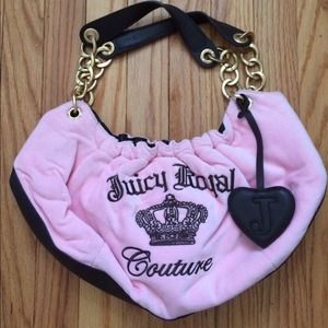 Lg hobo Pink/ Choc Br Velour Juicy Couture Bag