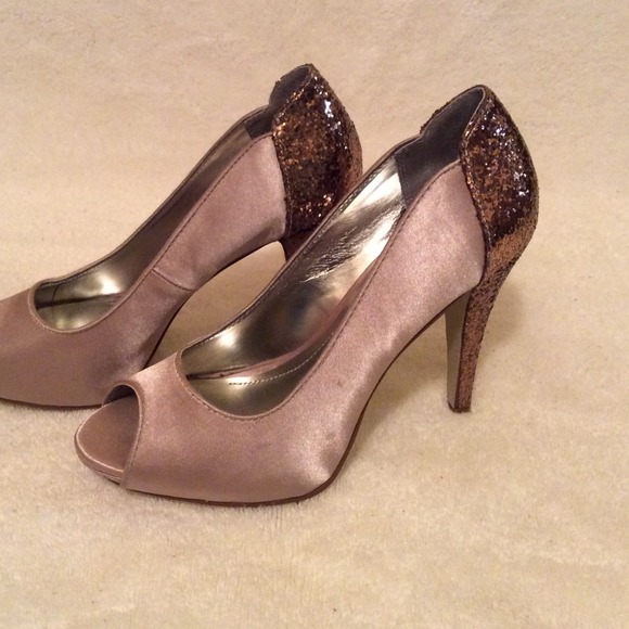 Beige Glitter Heels
