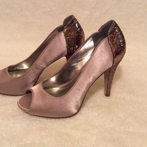 Beige Glitter Heels