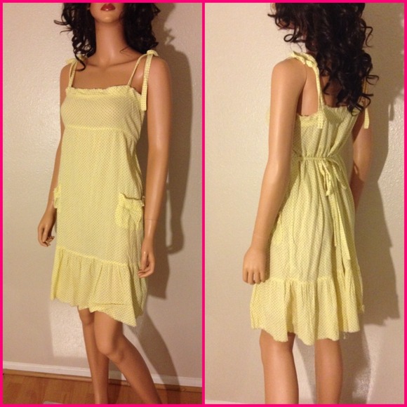 Free People Dresses & Skirts - ⬇FREE PEOPLE Yellow Polka Dot Dress Sz 6 SALE