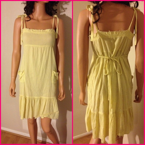 ⬇FREE PEOPLE Yellow Polka Dot Dress Sz 6 SALE - Picture 2 of 4