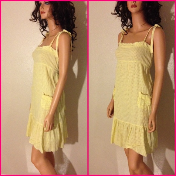 ⬇FREE PEOPLE Yellow Polka Dot Dress Sz 6 SALE - Picture 3 of 4