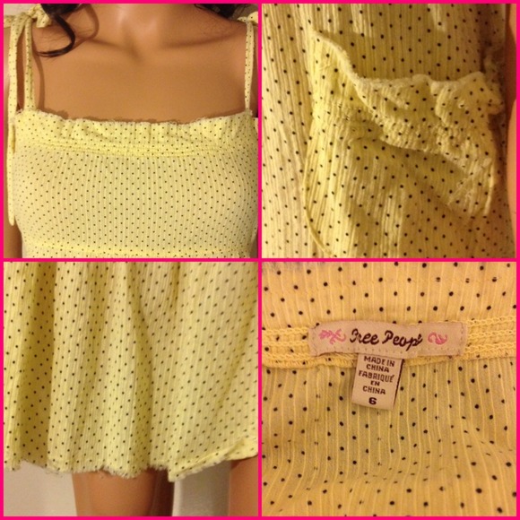 ⬇FREE PEOPLE Yellow Polka Dot Dress Sz 6 SALE - Picture 4 of 4