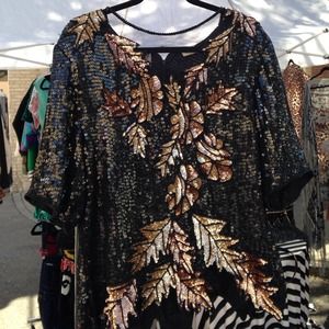 Vintage black sequin top