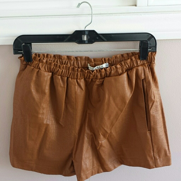 **Reduced**  Camel faux leather shorts