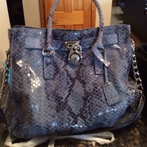 Michael Kors, snake saffiano, large, color "denim"
