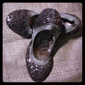 HOT!!! Mossimo sequin purple, silver flats, 8.5!!!