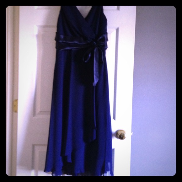 Deep blue dress for special occasions.