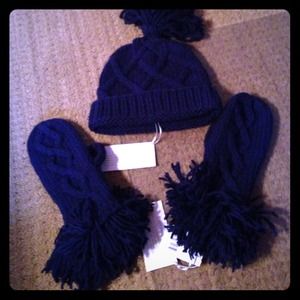 Brand new late spade hat and mittens - navy wool