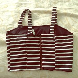 Size M black & white striped crop top