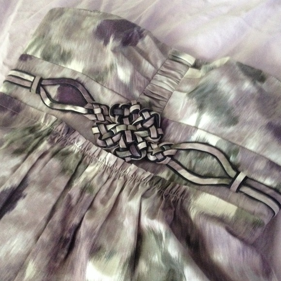 BCBG Maxazria dress strapless purple with designs - Picture 3 of 4