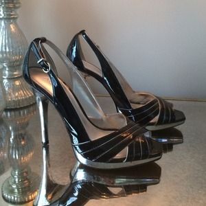 Aldo silver and black heels