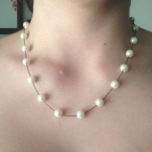 Darker brass like chain with pearls