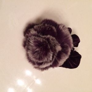 Purple faux fur ponytail scrunchy