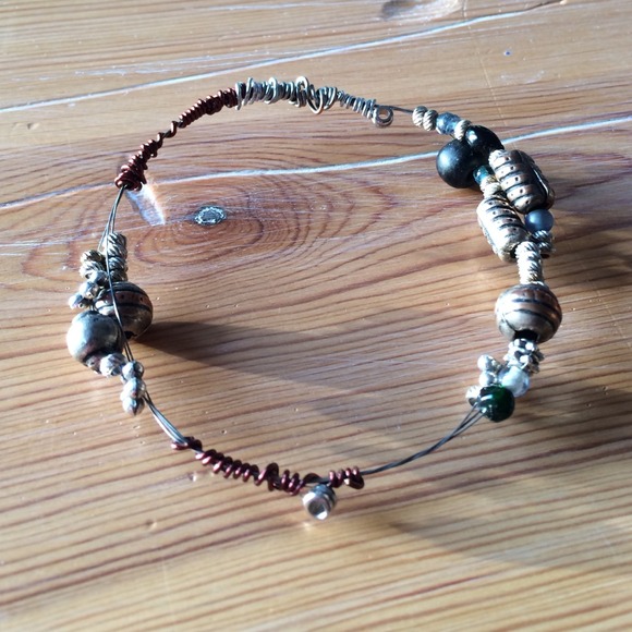 Handmade beaded guitar string bracelet
