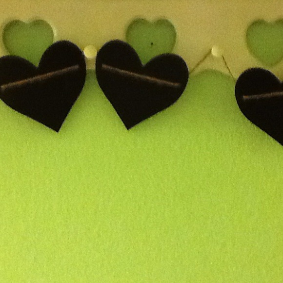 Dangling chalk board hearts