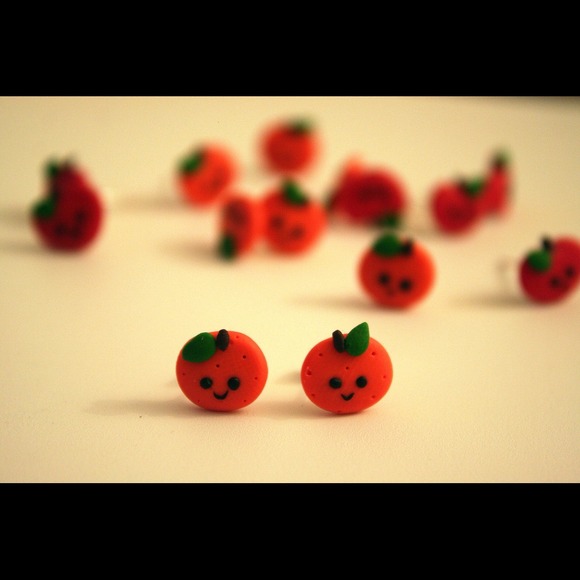 Handmade Apple & Orange Earrings! !