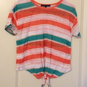 Striped tie crop top