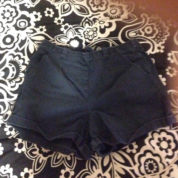 High waisted navy shorts