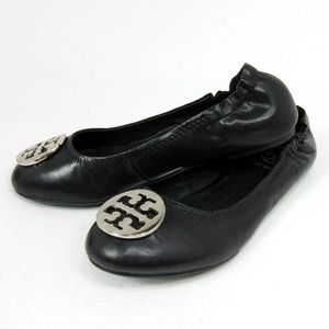 Tory Burch Black Leather Reva Ballet Flats
