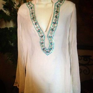 White Beaded Indian Top