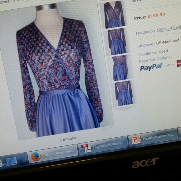Vintage floral print faux wrapped dress
