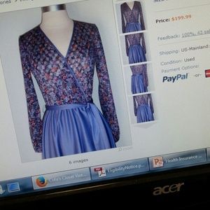 Vintage floral print faux wrapped dress