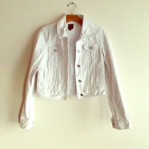 White Denim Cropped Bebe Jacket