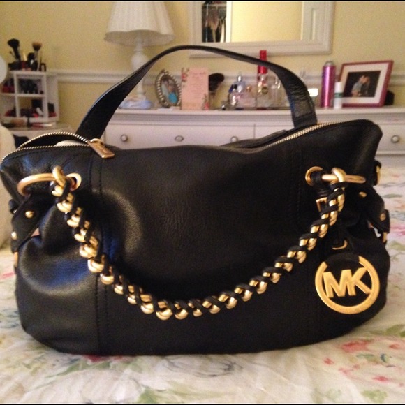 Michael Kors Handbags - Michael Kors Black Leather bag with gold accents