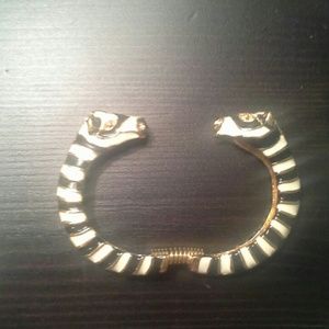 Zebra hinged bangle bracelet