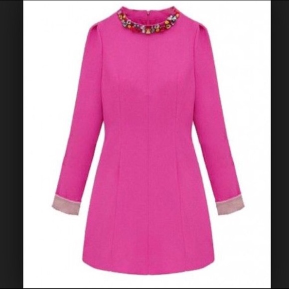 Hot pink embellished bodycon dress