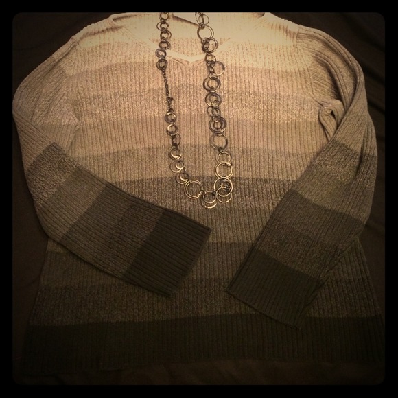 Striped grey to black ombré sweater, size L