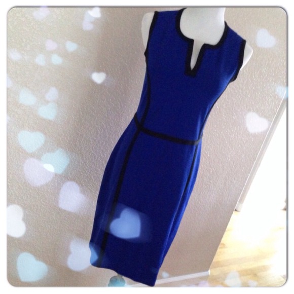 RED Saks Fifth Avenue Dresses & Skirts - 💥HP 3/21💥 Cobalt w/ Black Trim Sheath Dress NWOT
